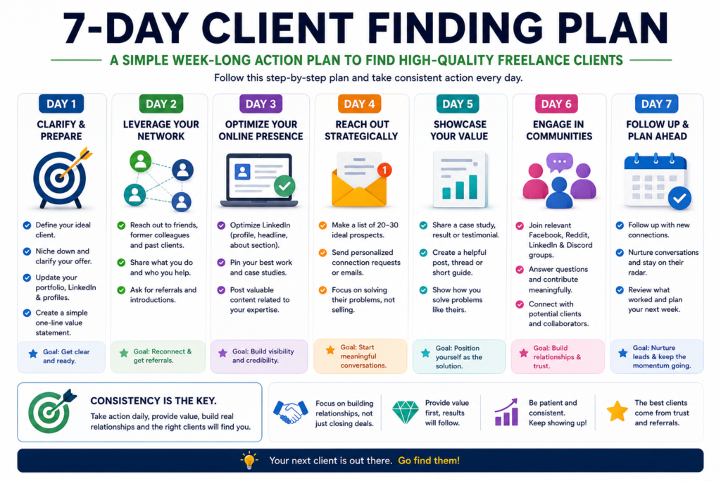 7-day plan for finding freelance clients