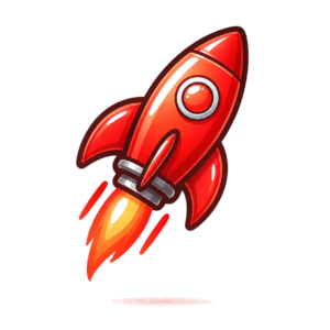 Rocket icon representing actionable learning, skill development, and personal growth through technology.
