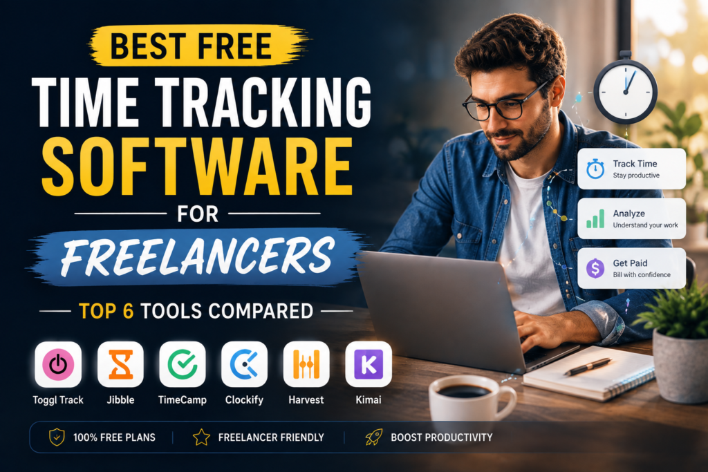 Freelancer using time tracking software to manage client work