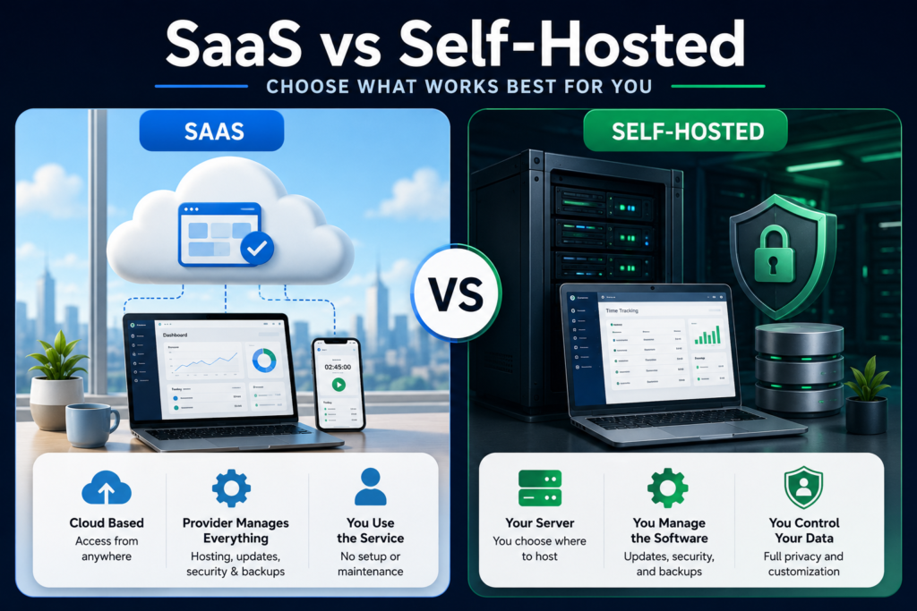 Difference between self-hosted and SaaS time tracking software