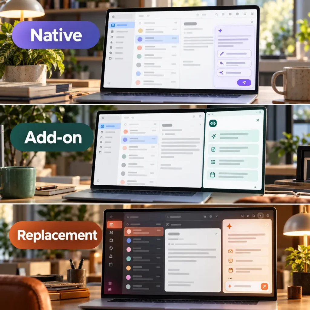 Native, add-on and replacement AI email assistants explained
